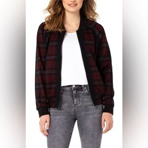 NWT Liverpool Los Angeles Tartan Plaid Bomber Jacket